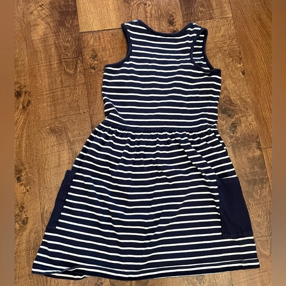 Hanna Andersson girls dress Sz 140/10 pockets 100% cotton striped
